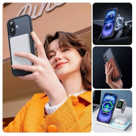 TOCOL Iphone 16 Black Magnetic Black Magsafe Compatible Case Matte Translucent - Picture 5 of 12